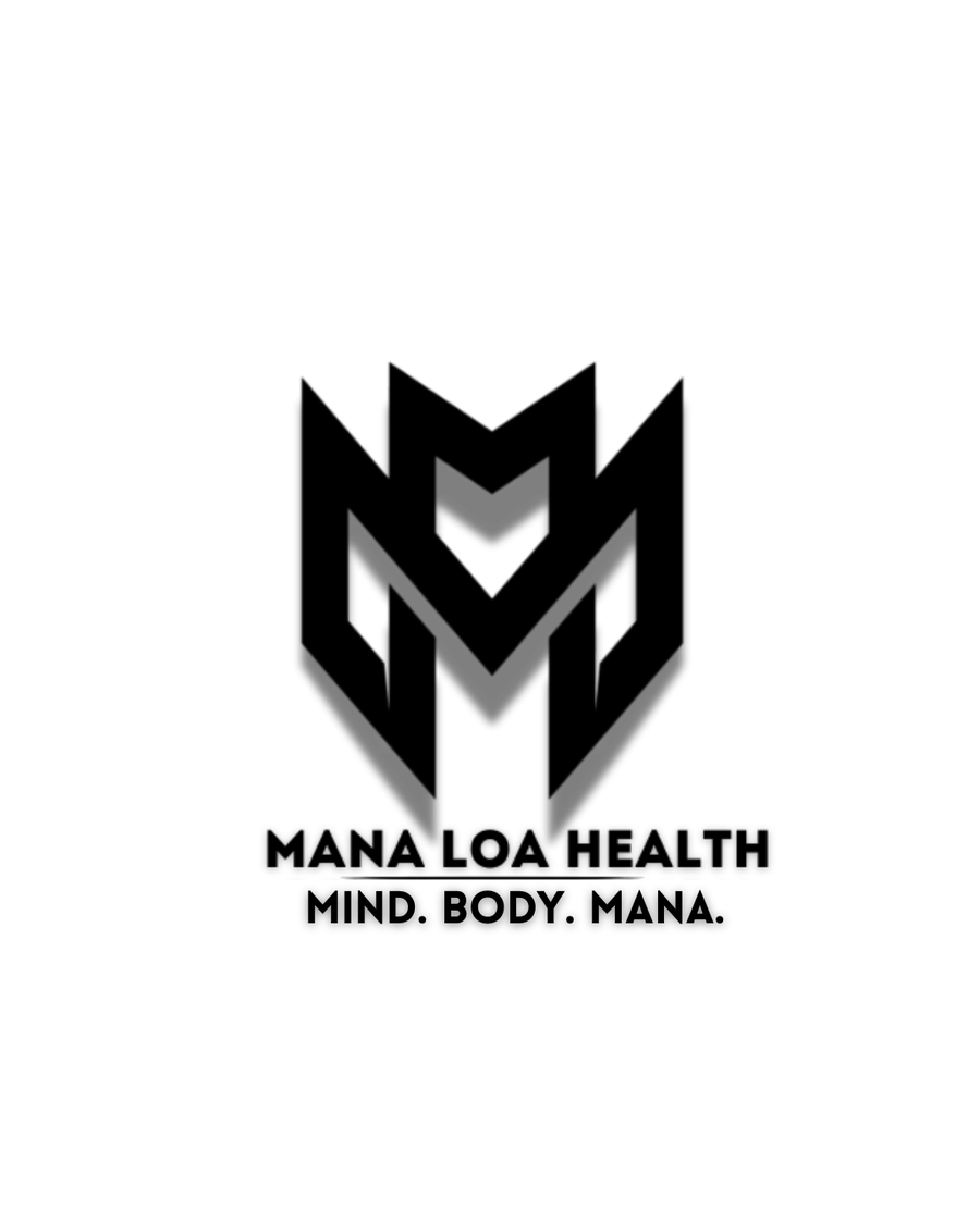 Mana Loa Health logo: a stylised M mark above the words Mana Loa Health and the tagline Mind. Body. Mana.